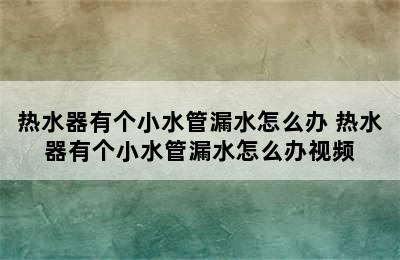 热水器有个小水管漏水怎么办 热水器有个小水管漏水怎么办视频